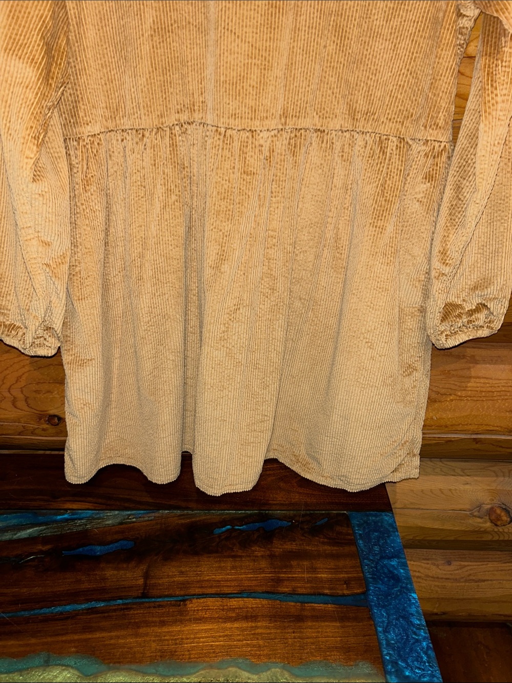 American Eagle NWOT Corduroy Babydoll Button Down Mini Size L Tall in Camel Tan - Picture 7 of 7